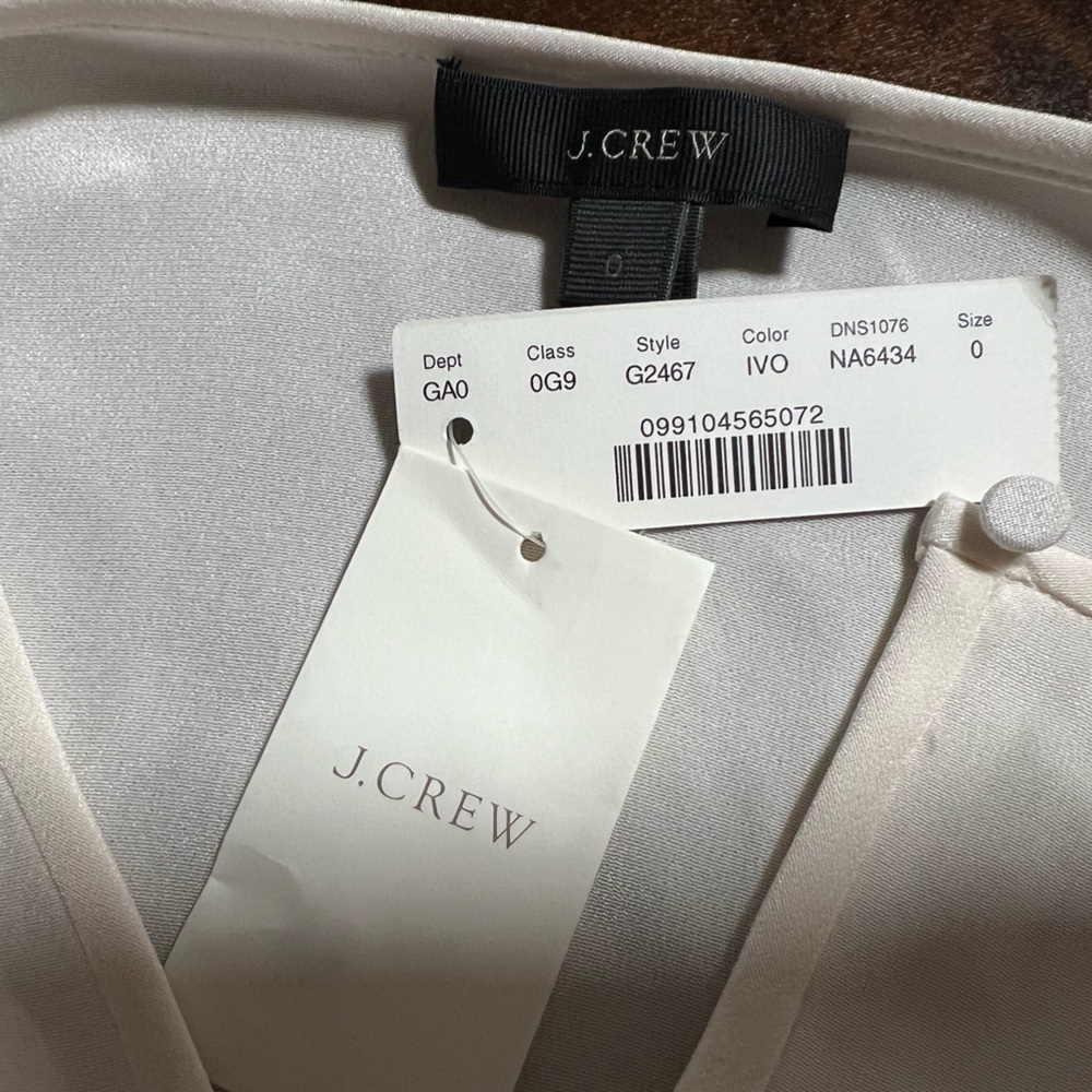 J. Crew Ivory Silk Long Bell Sleeve Top Size 0 Career Office Capsule - Picture 6 of 7